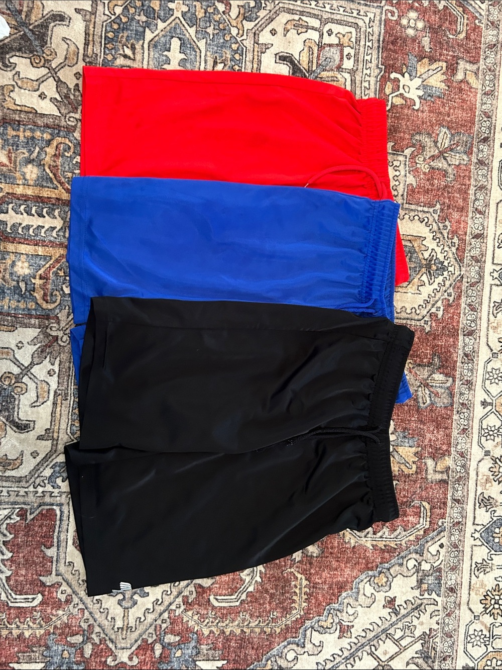 3-Pack Athletic Shorts in Red, Royal Blue, and Black